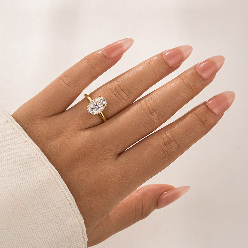 Aurevyn 2.0 Ct ～5.5 Ct Oval Cut Yellow Gold Promise Ring For Women
