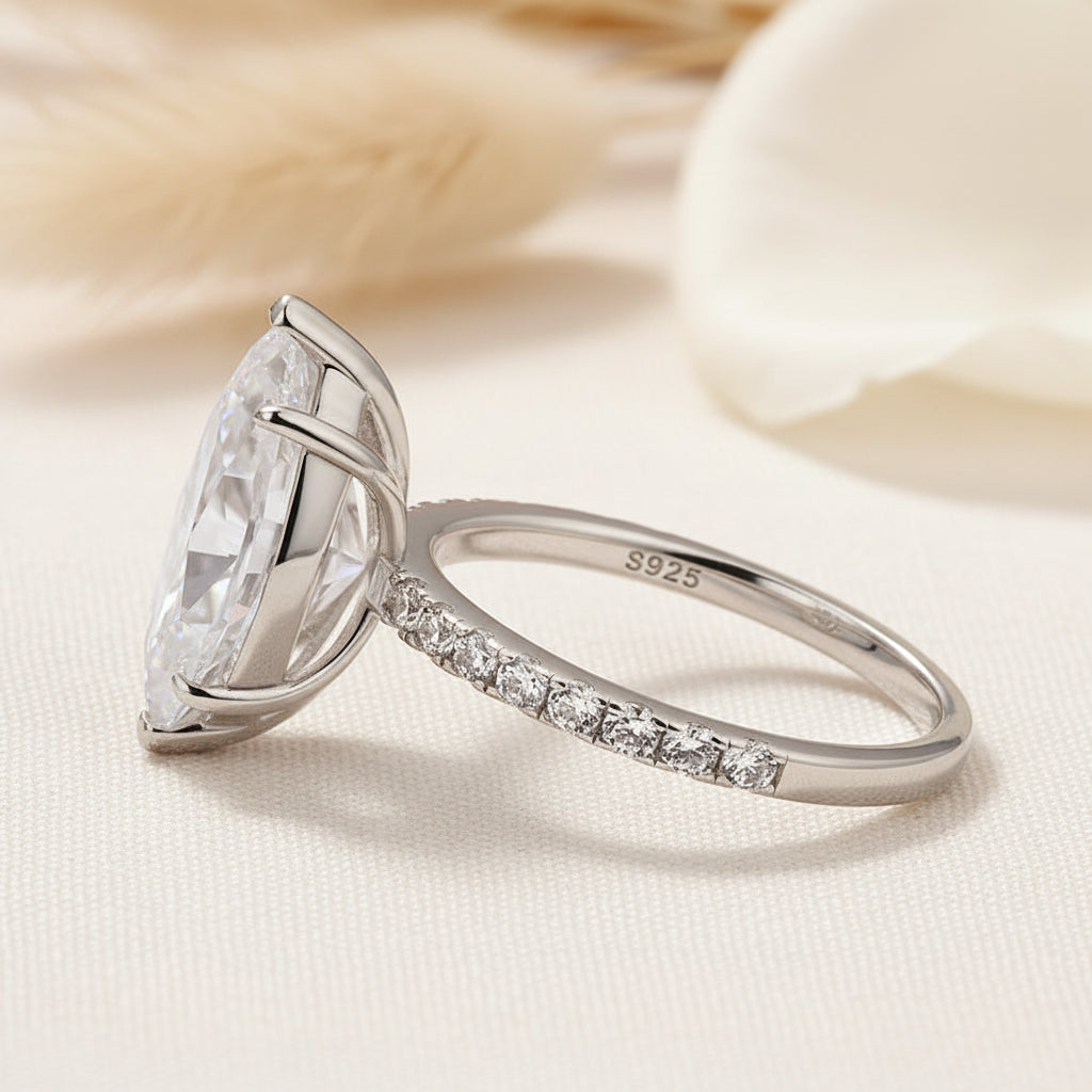 Aurevyn 1.0Ct～4.0 Ct Marquise Cut White Gold Half-Coverage Engagement Ring