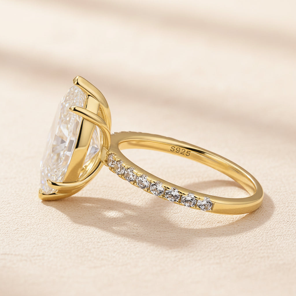 Aurevyn 4.0 Ct Marquise Cut Yellow Gold Half-Coverage Engagement Ring
