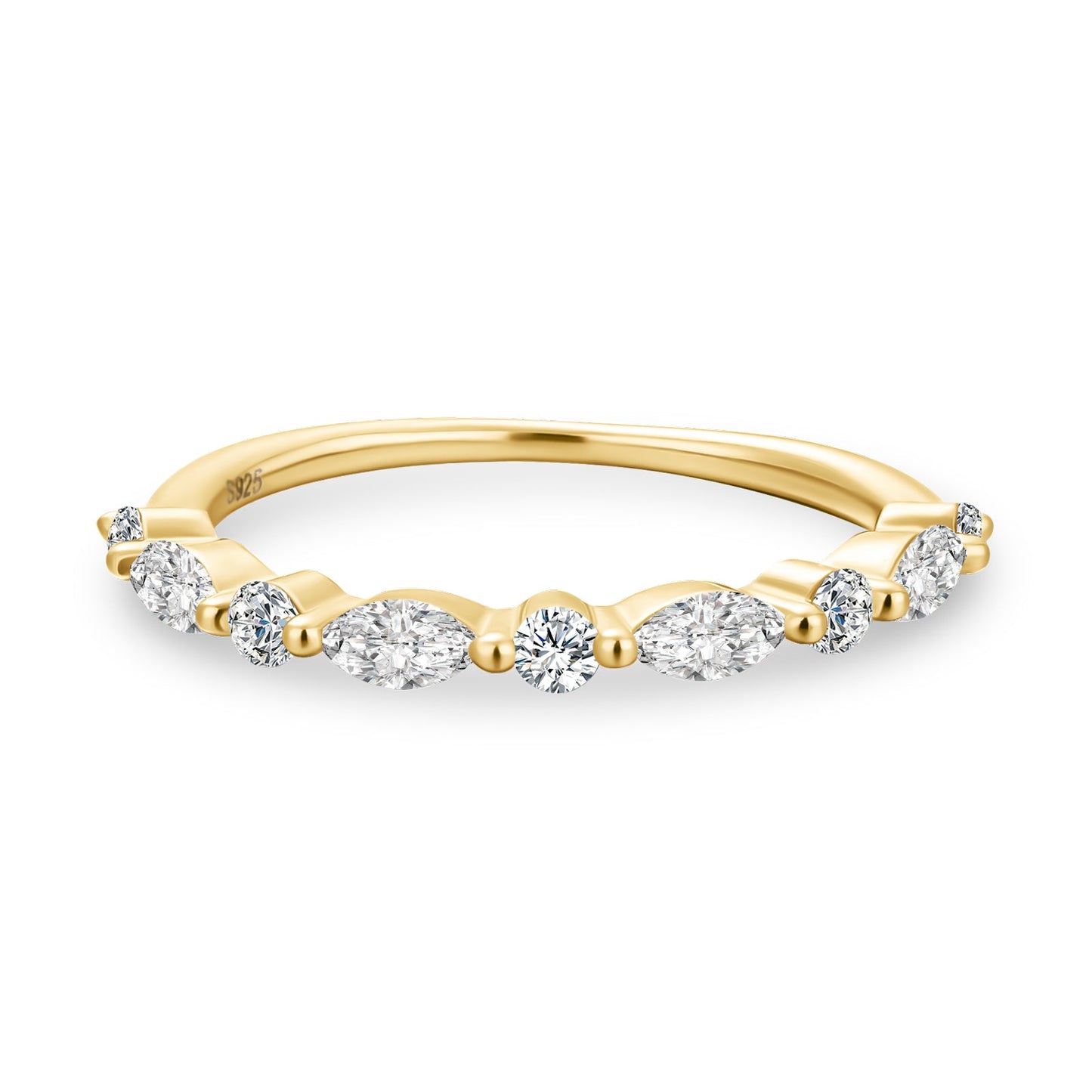 Aurevyn 0.55 Ct Marquise-Round Yellow Gold Wedding Band