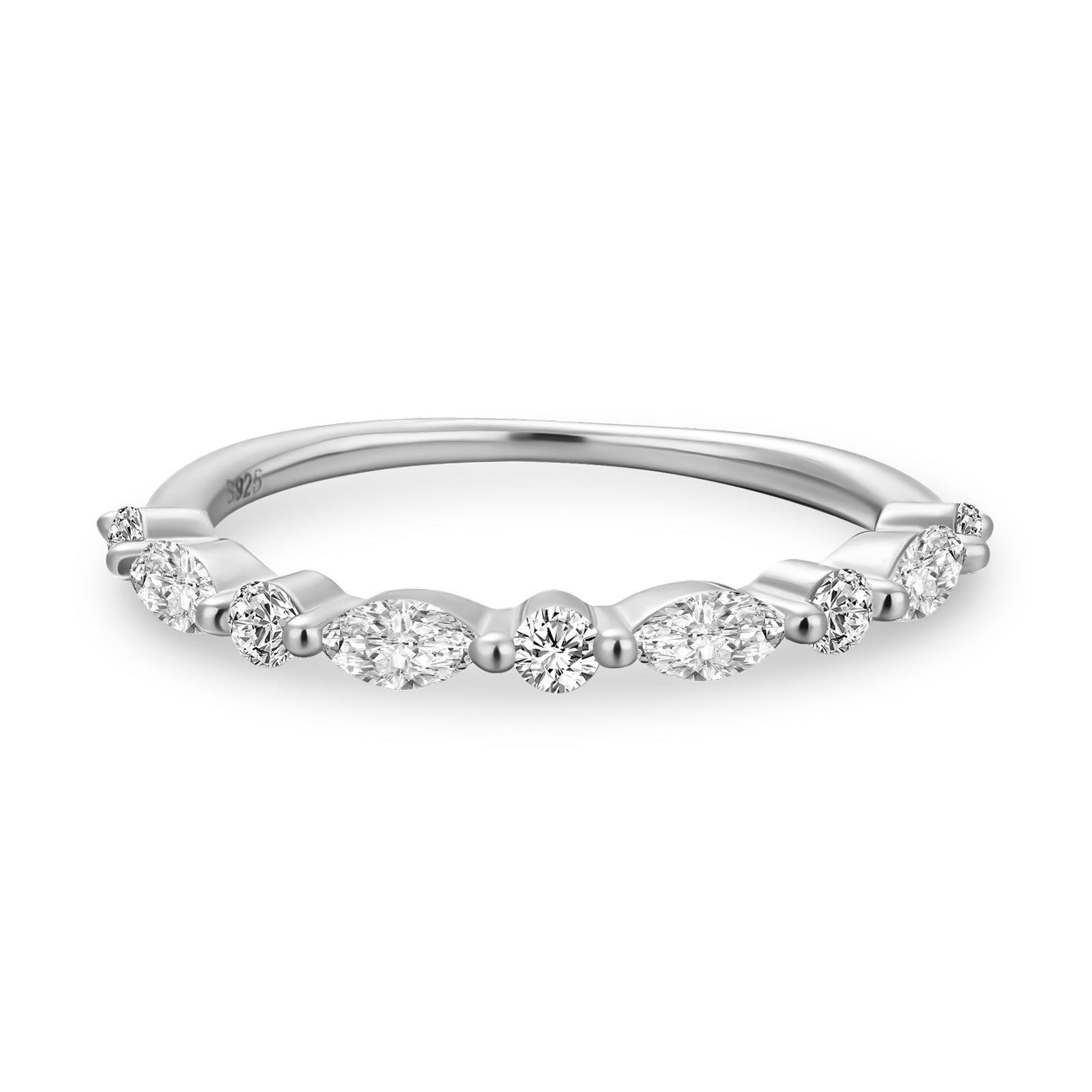 Aurevyn 0.55 Ct Marquise-Round White Gold Wedding Band