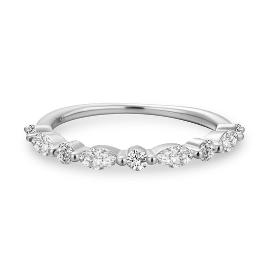 Aurevyn 0.55 Ct Marquise-Round White Gold Wedding Band