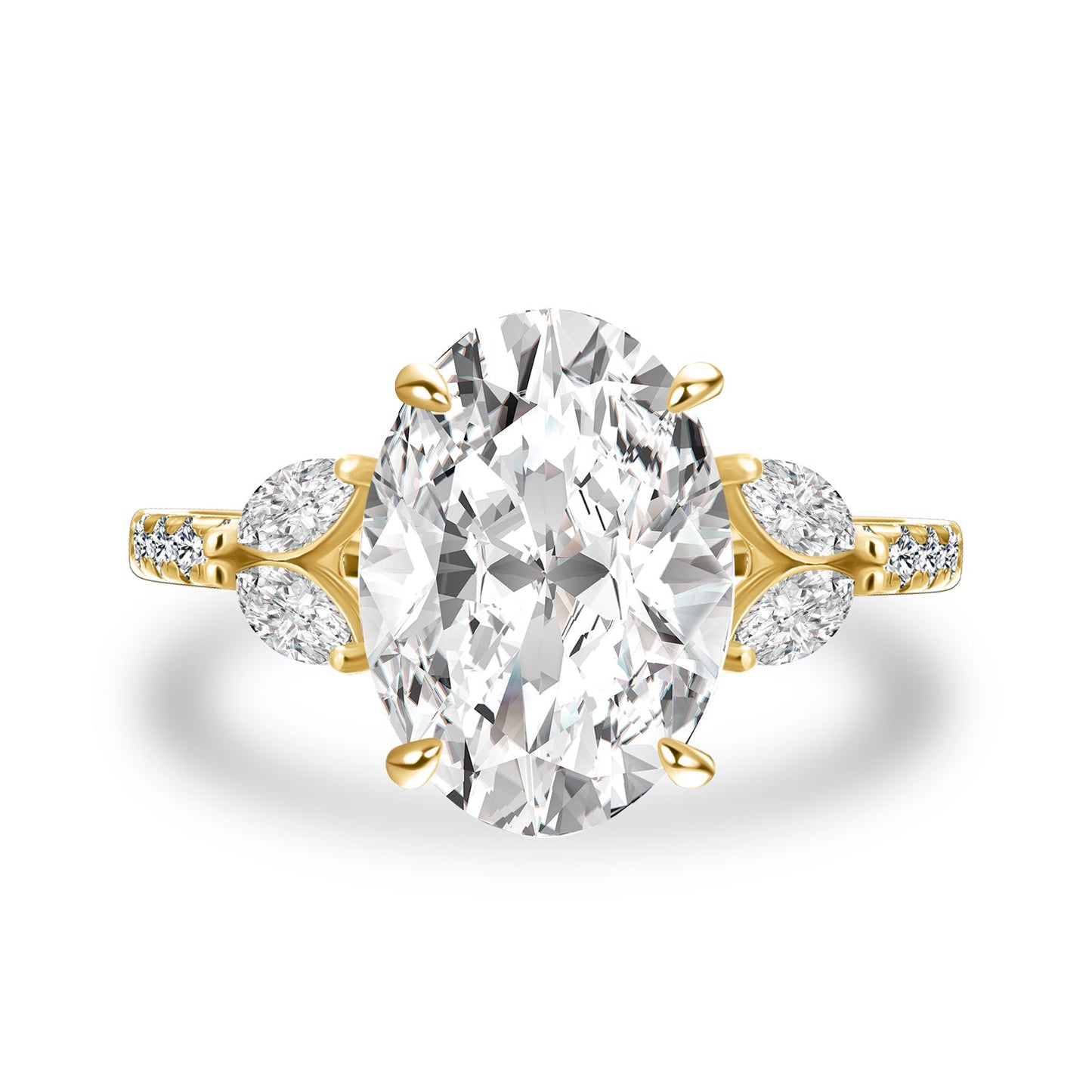 Aurevyn 4.0 Ct Oval and Angled Marquise Five Stone Engagement Ring