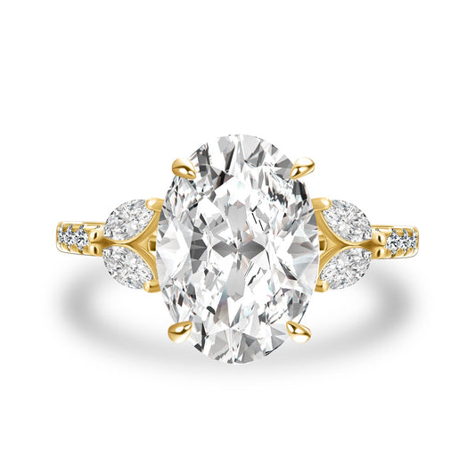 Aurevyn 4.0 Ct Oval and Angled Marquise Five Stone Engagement Ring