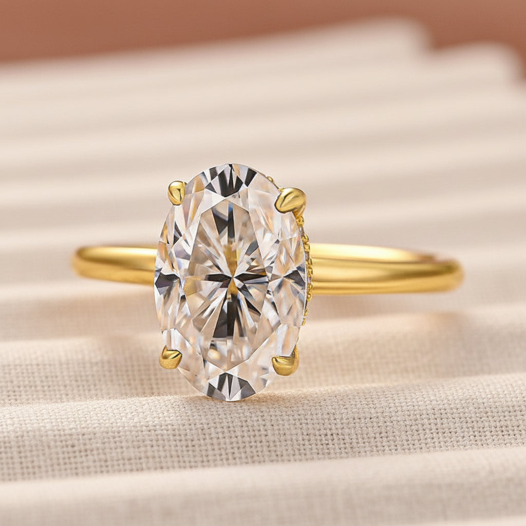 Aurevyn 3.0Ct Oval Cut Yellow Gold Promise Ring For Women