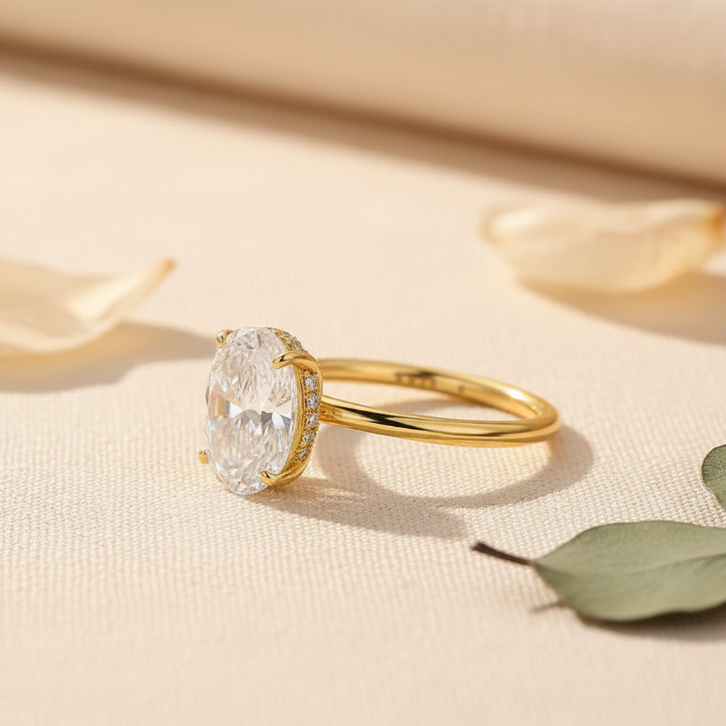 Aurevyn 3.0Ct Oval Cut Yellow Gold Promise Ring For Women