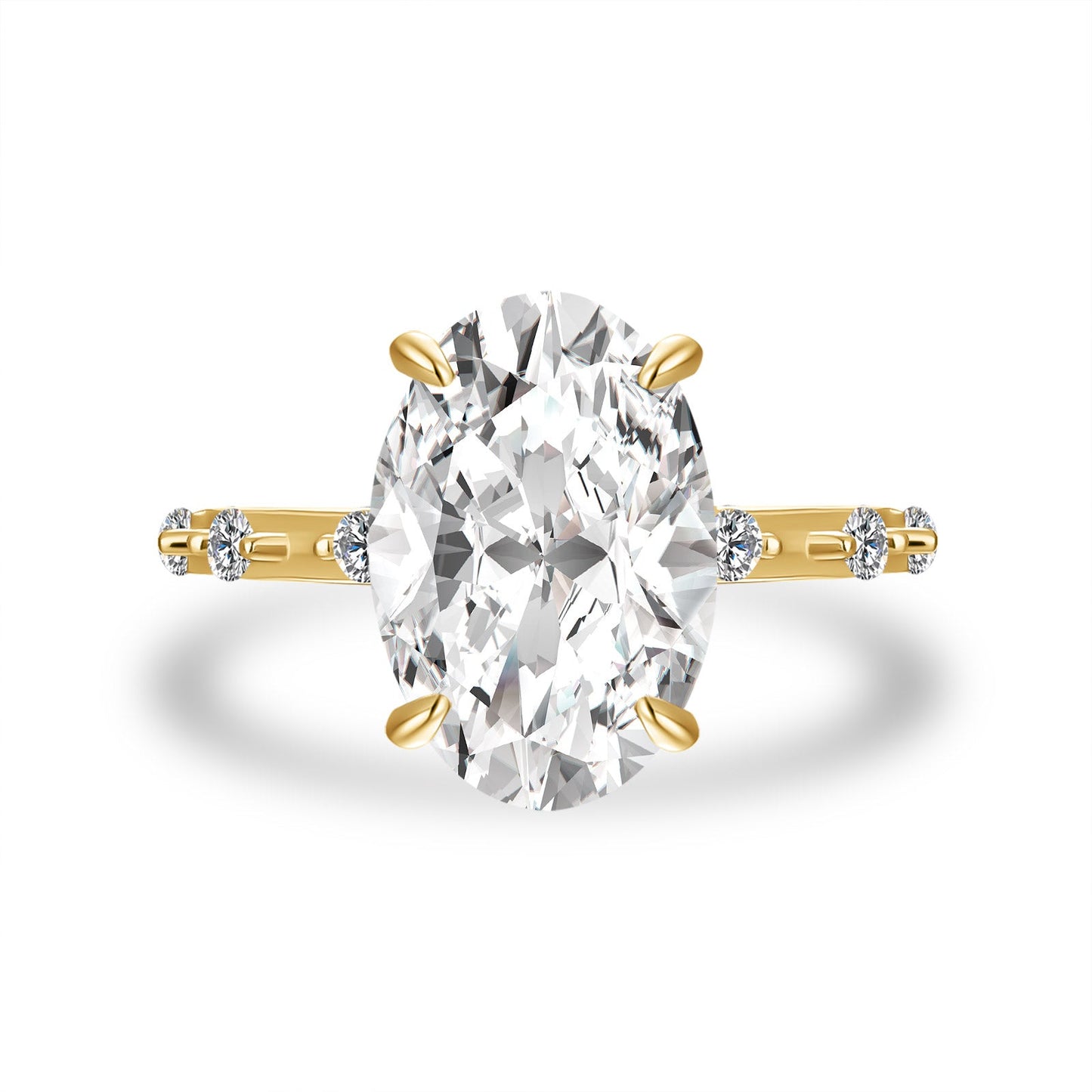 Aurevyn Yellow Gold 5.5 Ct Oval Cut Moissanite Engagement Ring In Sterling Silver