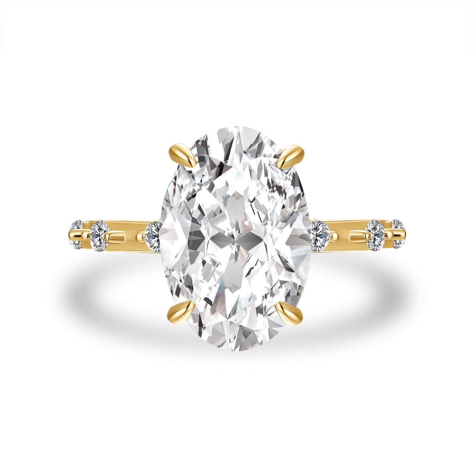 Aurevyn Yellow Gold 5.5 Ct Oval Cut Moissanite Engagement Ring In Sterling Silver