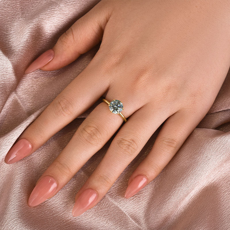 Aurevyn 2.0 Ct Round Cut Paraiba Tourmaline Engagement Ring