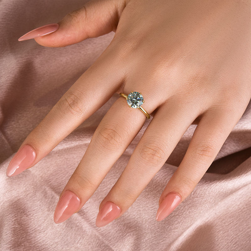 Aurevyn 2.0 Ct Round Cut Paraiba Tourmaline Engagement Ring