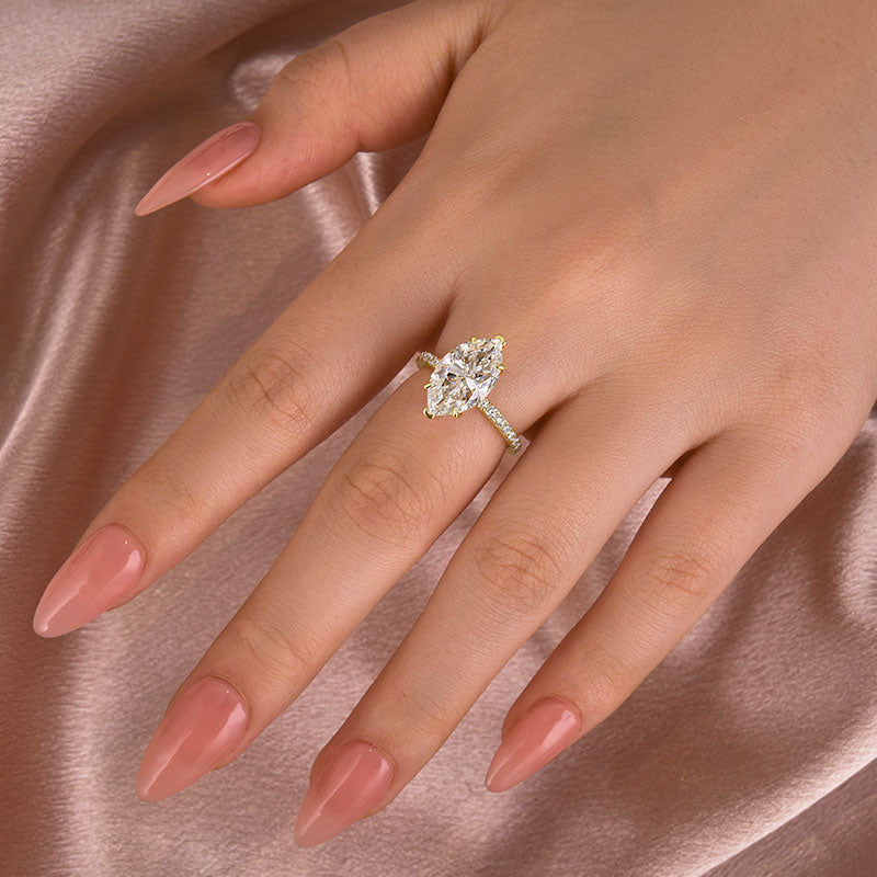 Aurevyn 4.0 Ct Marquise Cut Yellow Gold Half-Coverage Engagement Ring