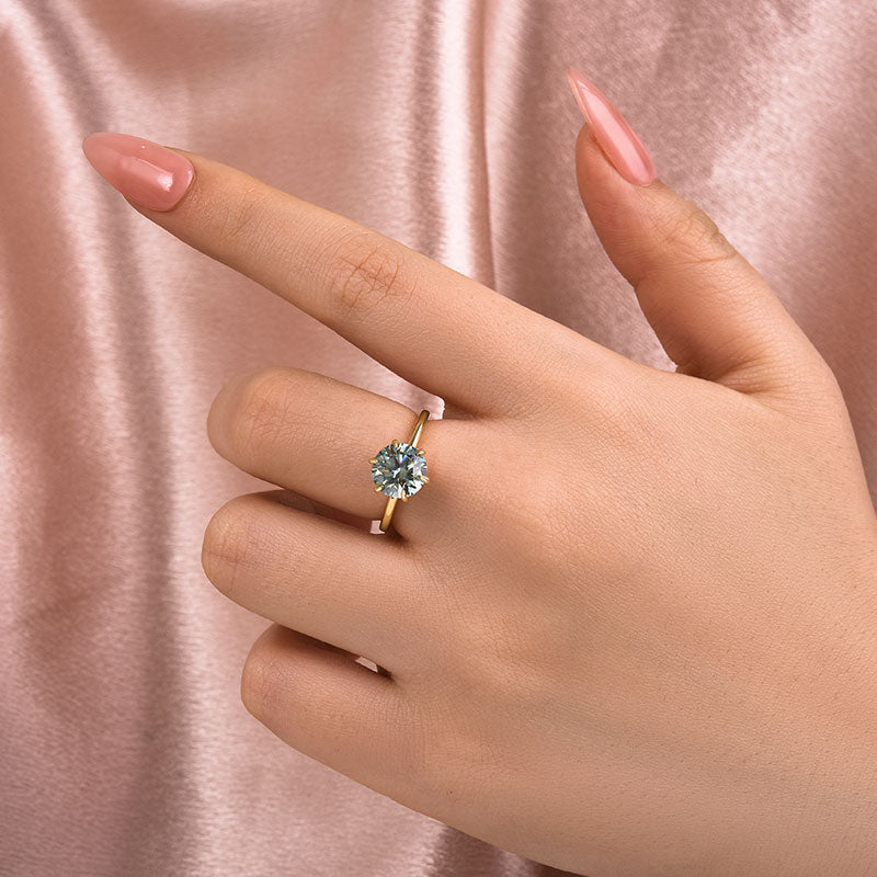 Aurevyn 2.0 Ct Round Cut Paraiba Tourmaline Engagement Ring