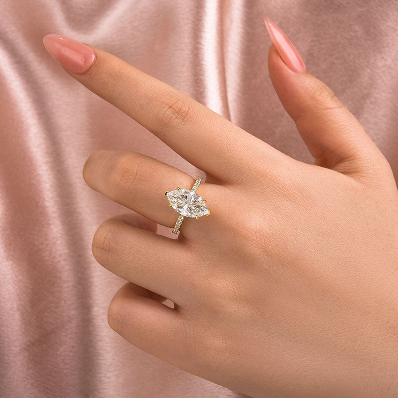 Aurevyn 4.0 Ct Marquise Cut Yellow Gold Half-Coverage Engagement Ring