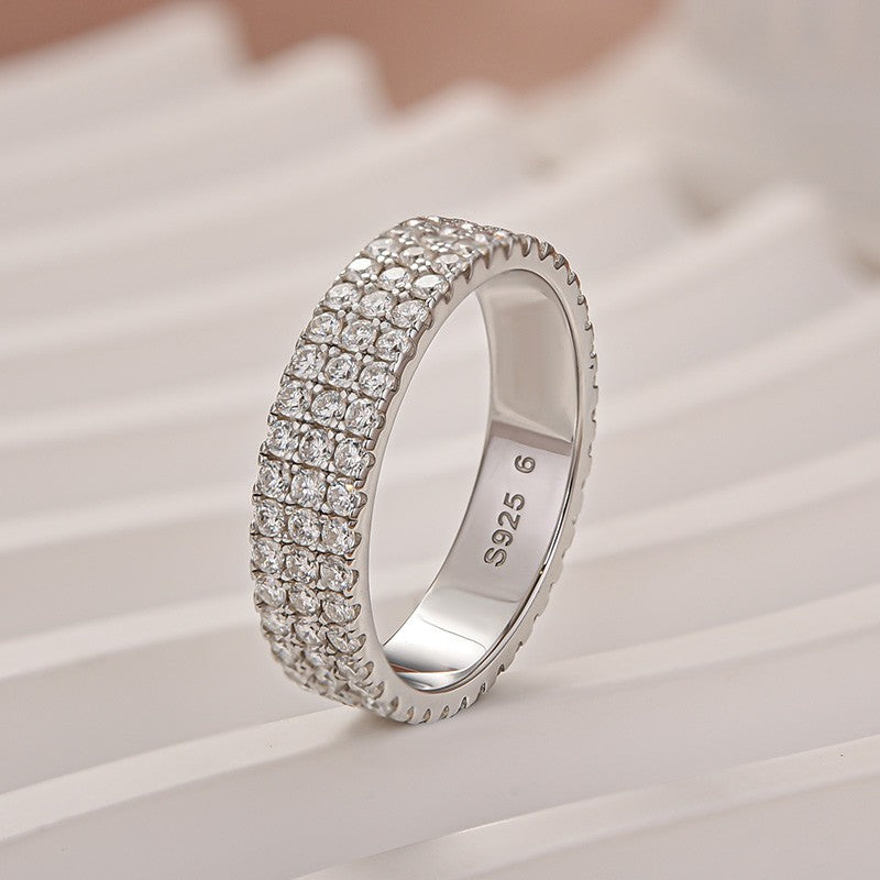 Aurevyn Moissanite 2.0Ct Classic Round Cut Wide Wedding Band In Sterling Silver