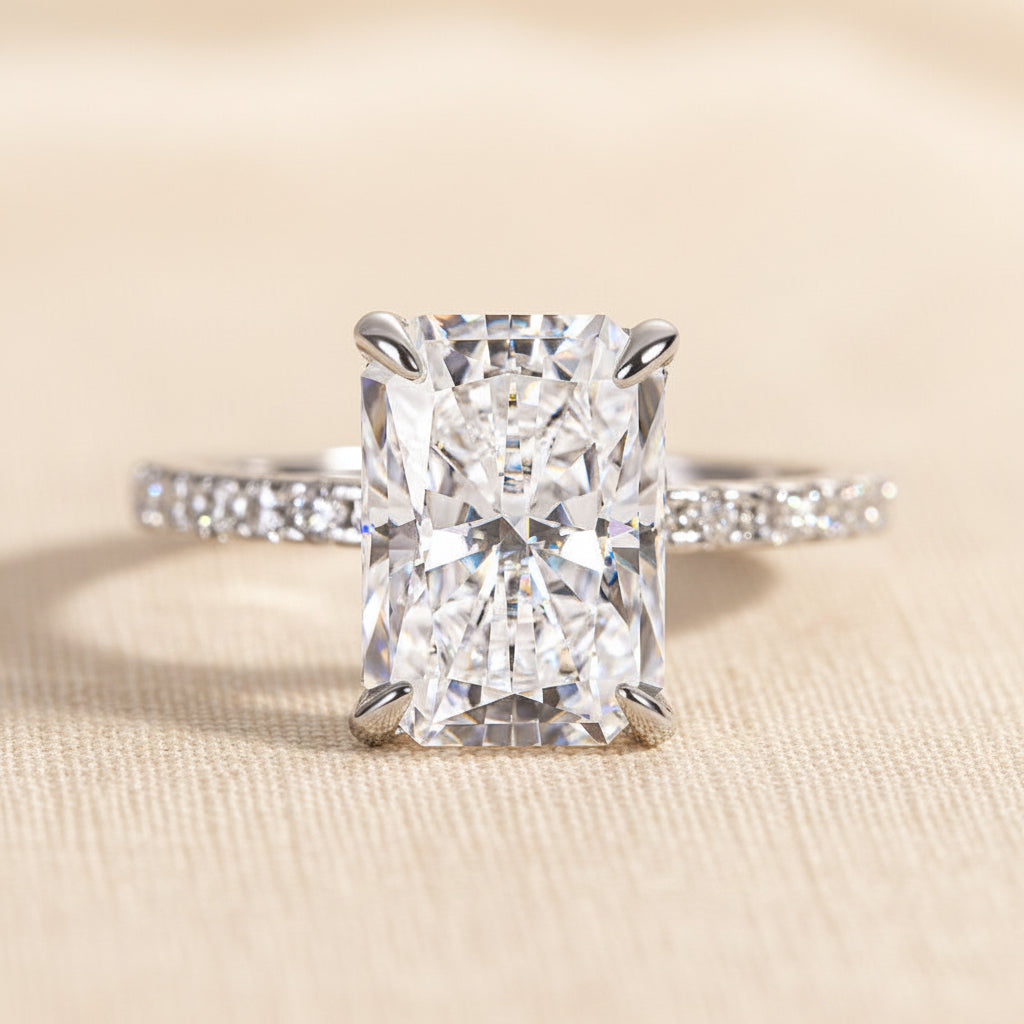 Aurevyn 1.0 Ct~3.5 Ct Radiant Cut White Gold Engagement Ring For Women