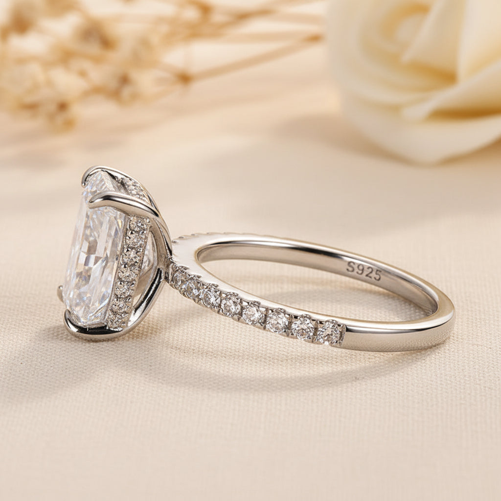 Aurevyn 1.0 Ct~3.5 Ct Radiant Cut White Gold Engagement Ring For Women
