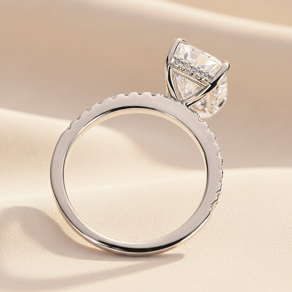 Aurevyn 1.0 Ct~3.5 Ct Radiant Cut White Gold Engagement Ring For Women