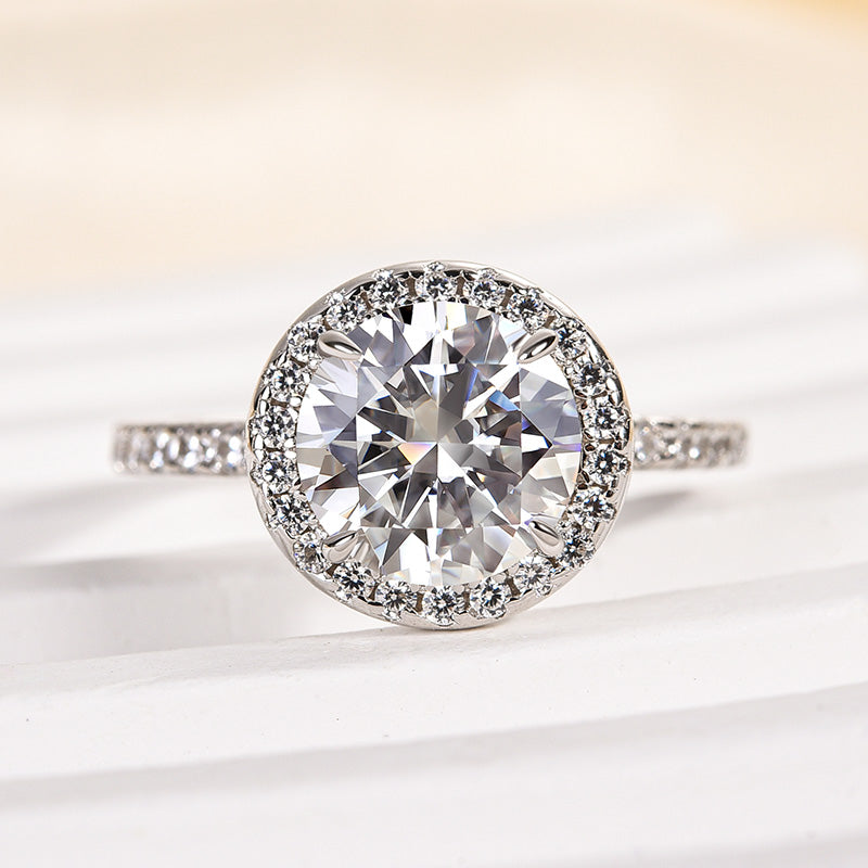 Aurevyn 2.0 Ct Halo Round Cut White Gold Engagement Ring