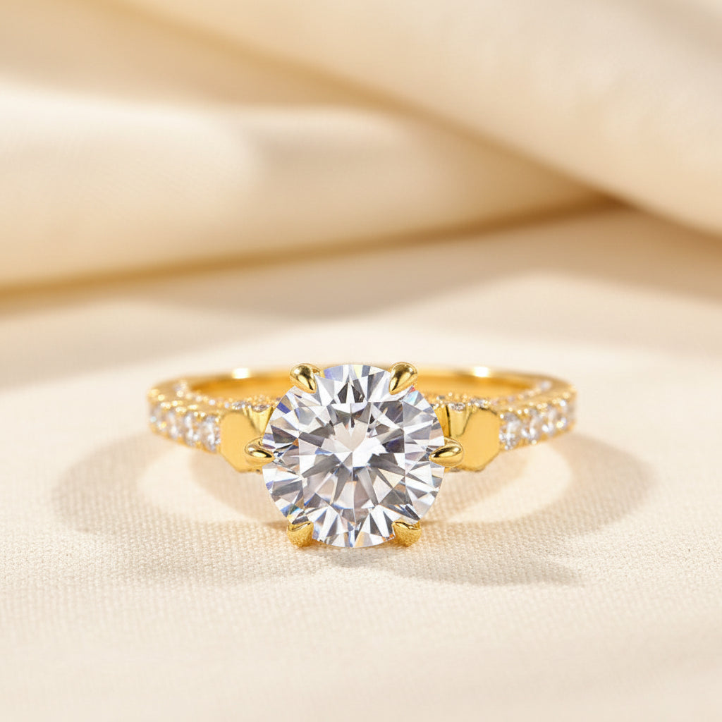 Aurevyn 2.0 Ct Bow Base Design Yellow Gold Promise Bridal Ring