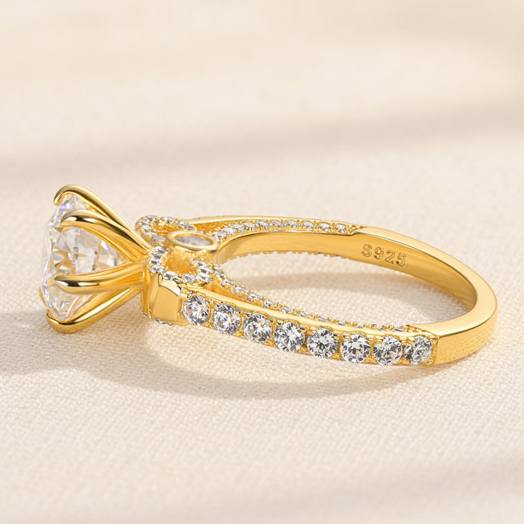 Aurevyn 2.0 Ct Bow Base Design Yellow Gold Promise Bridal Ring