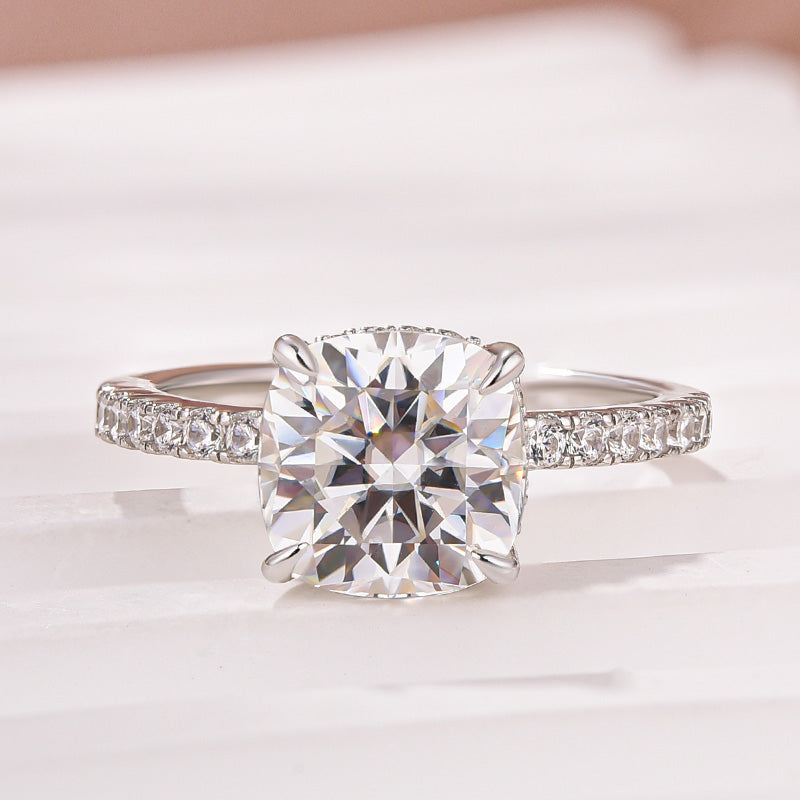 Aurevyn 2.0Ct -2.5Ct Square Cushion Promise Bridal Ring