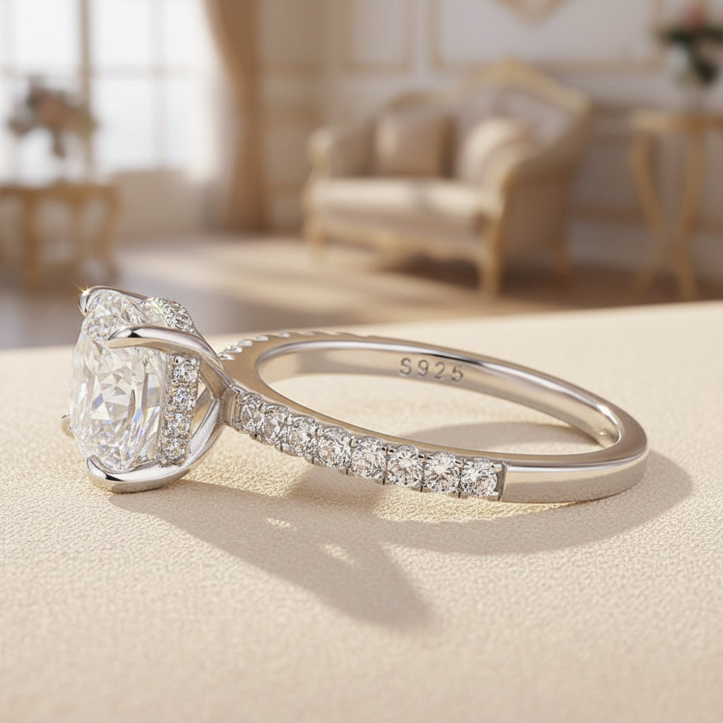 Aurevyn Moissanite 2.5 Ct Square Cushion Cut White Gold Promise Bridal Ring