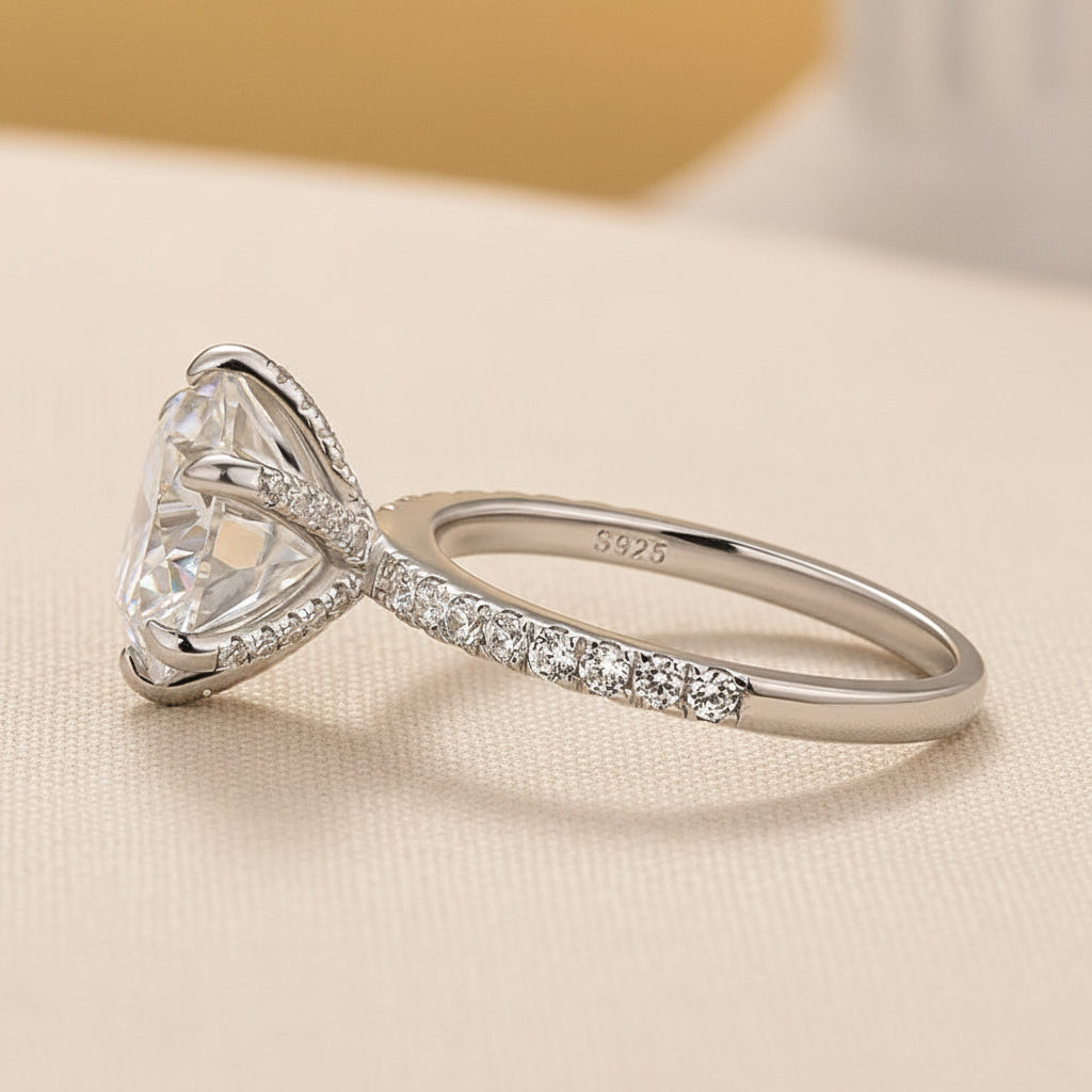 Aurevyn Moissanite 4.0 Ct Round Cut 6 Prong White Gold Promise Ring For Women