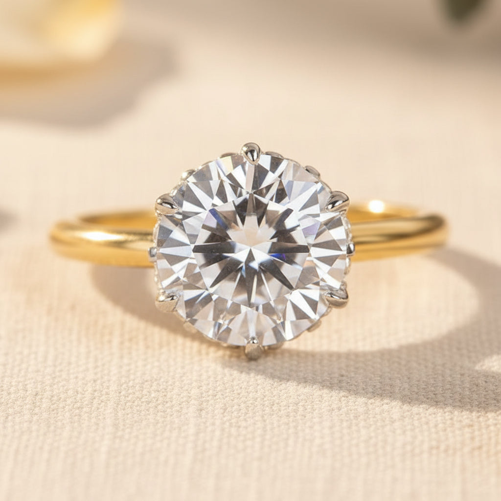 Aurevyn Two-tone 2.0 Ct Round Cut Promise Ring For Women