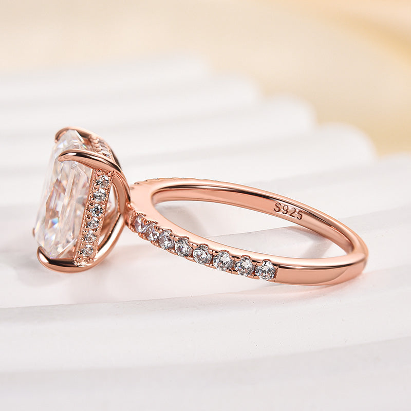 Aurevyn 2.0 Ct～3.5 Ct Radiant Cut Rose Gold Engagement Ring For Women