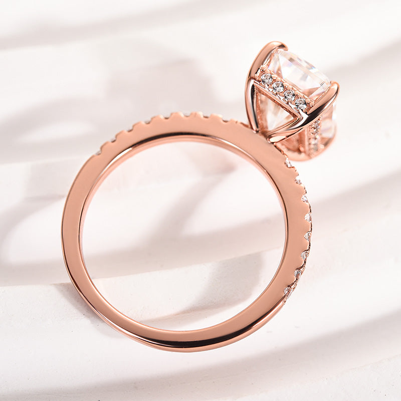 Aurevyn 2.0 Ct～3.5 Ct Radiant Cut Rose Gold Engagement Ring For Women
