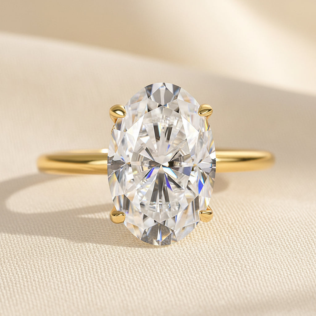 Aurevyn 2.0 Ct ～5.5 Ct Oval Cut Yellow Gold Promise Ring For Women