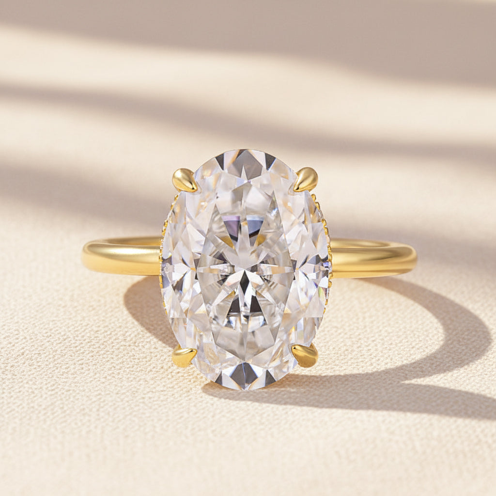 Aurevyn 2.0 Ct ～5.5 Ct Oval Cut Yellow Gold Promise Ring For Women