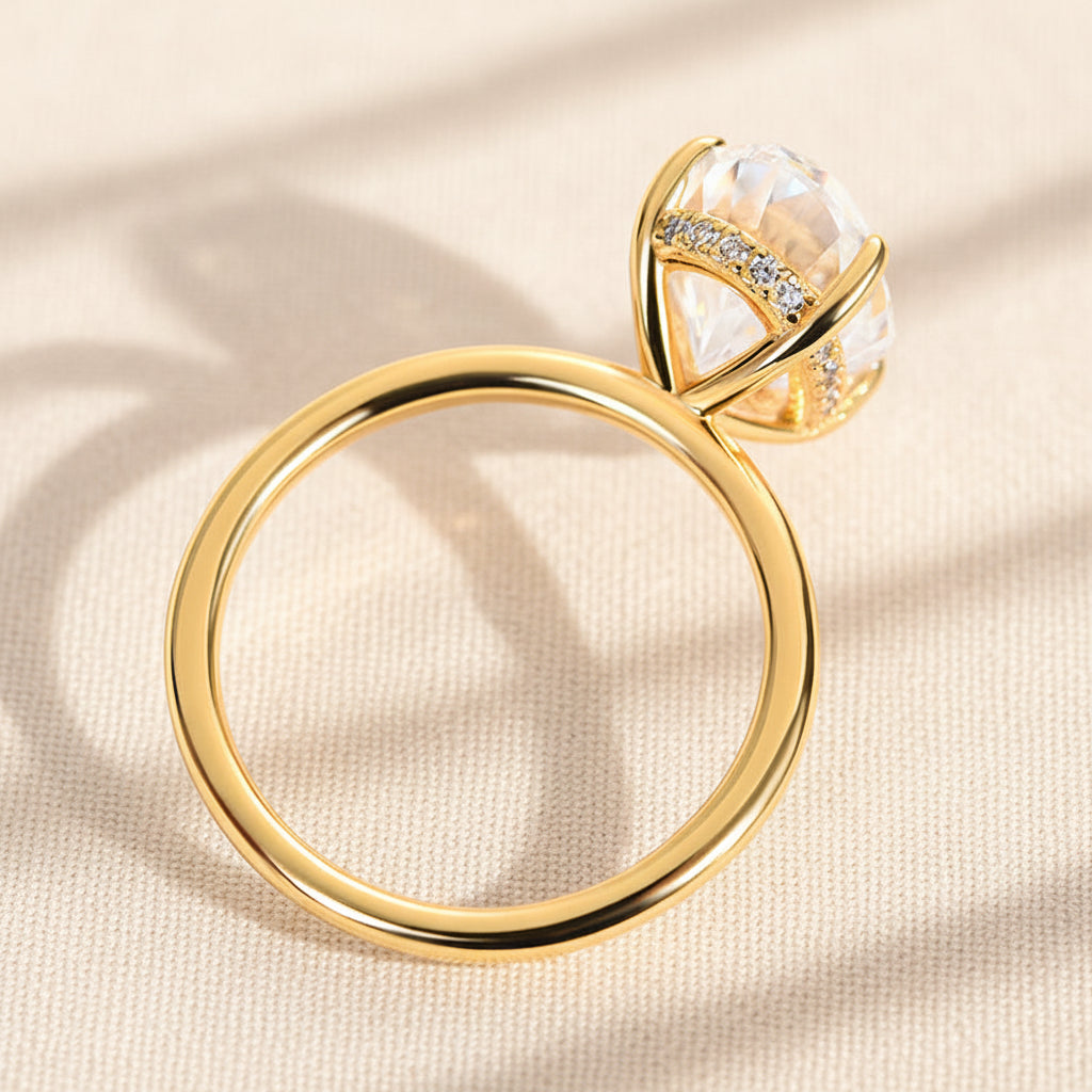 Aurevyn 2.0 Ct ～5.5 Ct Oval Cut Yellow Gold Promise Ring For Women