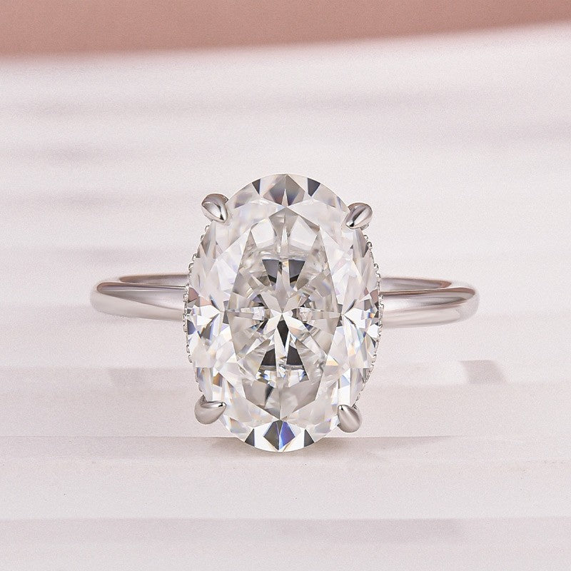 Aurevyn Moissanite Solitaire 5.50 Ct Oval Cut White Gold Promise Ring For Women