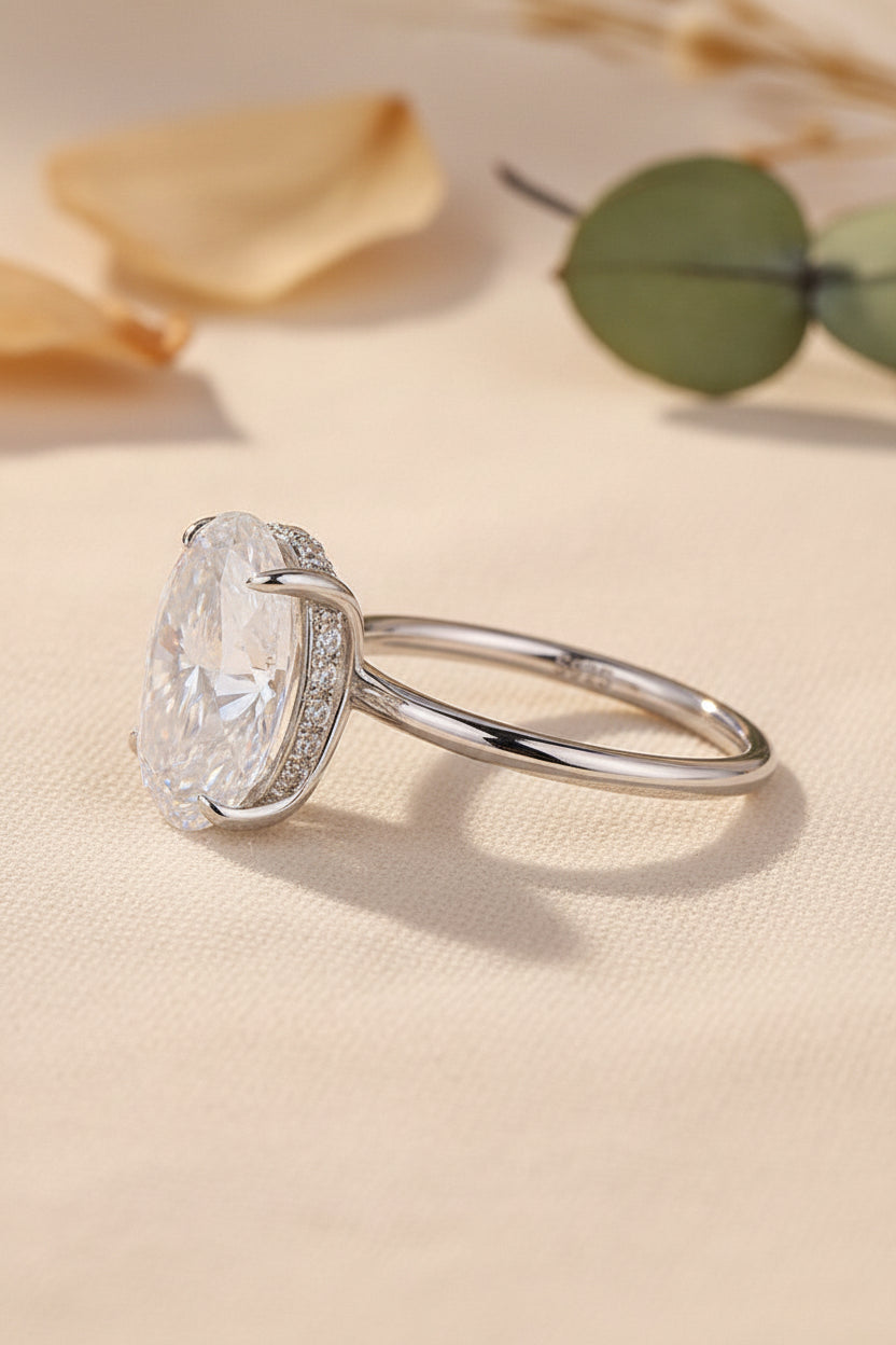 Aurevyn 2.0Ct~5.5Ct Oval Cut Promise Ring For Women