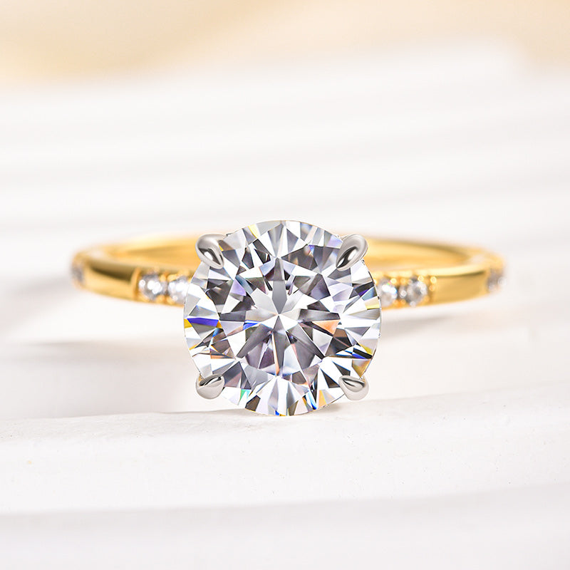 Aurevyn 2.0Ct Round Cut Elegant Two-tone Engagement Ring