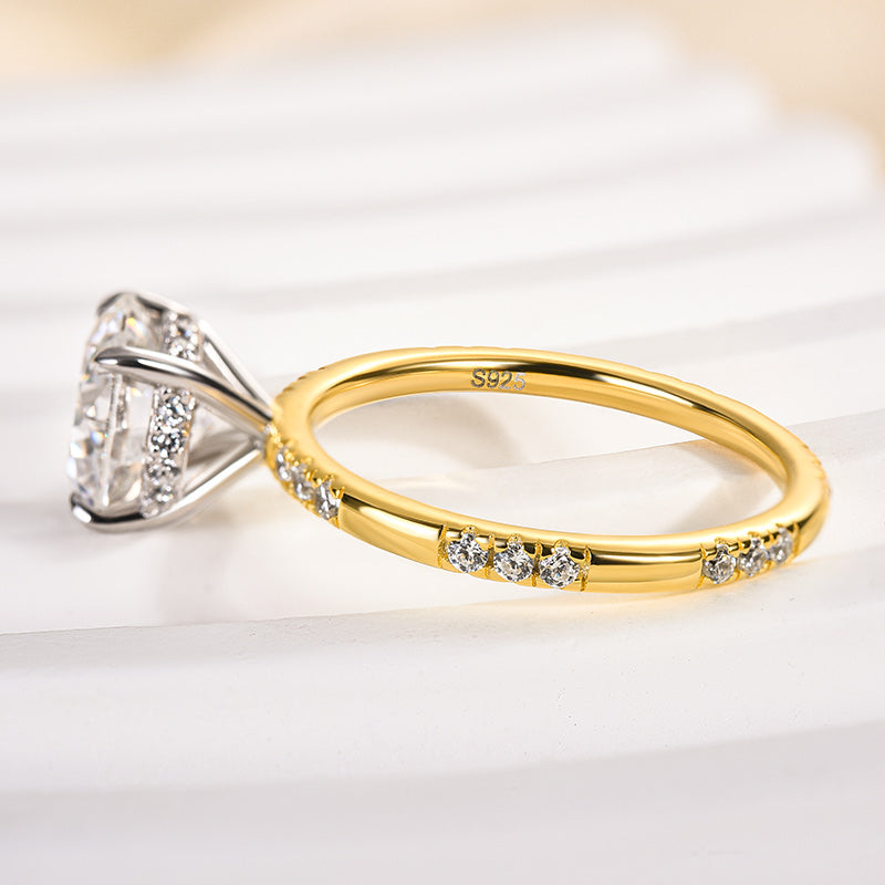 Aurevyn 2.0Ct Round Cut Elegant Two-tone Engagement Ring