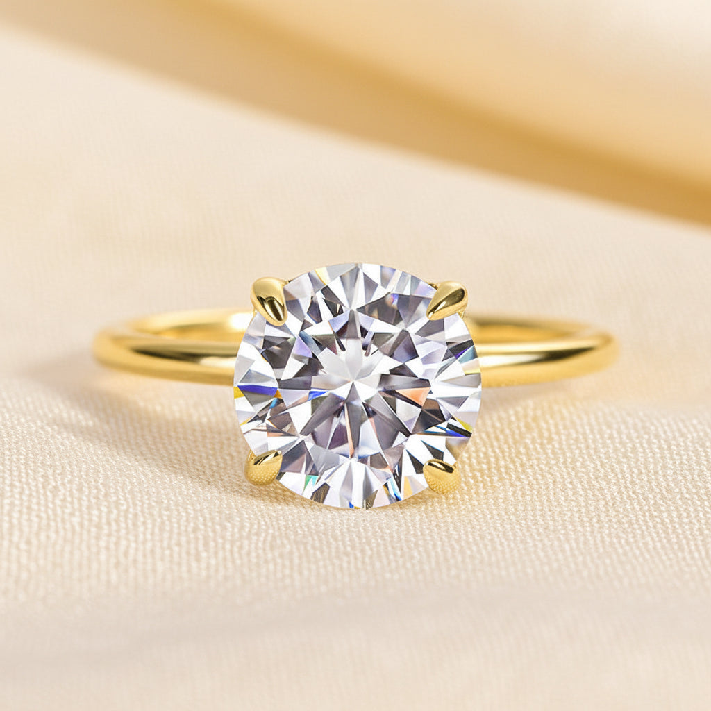 Aurevyn 2.0 Ct ~4.0Ct Round Cut Yellow Gold Promise Ring