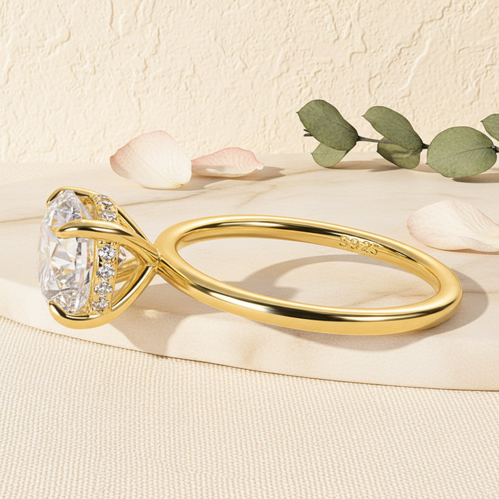 Aurevyn 2.0 Ct ~4.0Ct Round Cut Yellow Gold Promise Ring