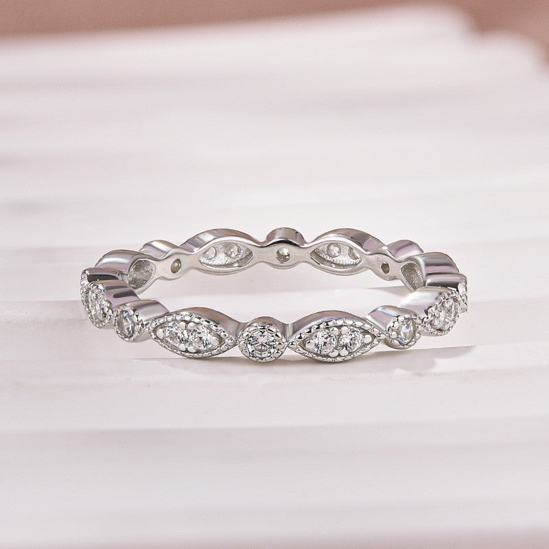 Aurevyn Moissanite 0.3Ct White Gold Pavé Eternity Wedding Ring