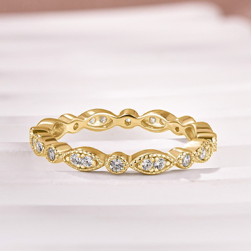 Aurevyn Moissanite 0.3Ct Yellow Gold Pavé Eternity Wedding Ring