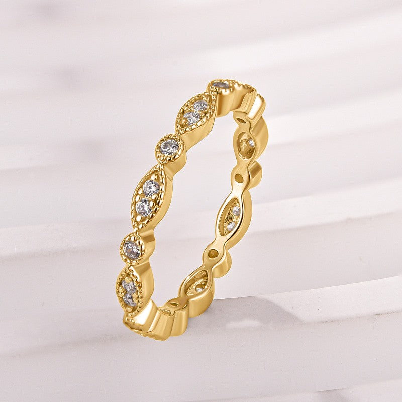 Aurevyn Moissanite 0.3Ct Yellow Gold Pavé Eternity Wedding Ring