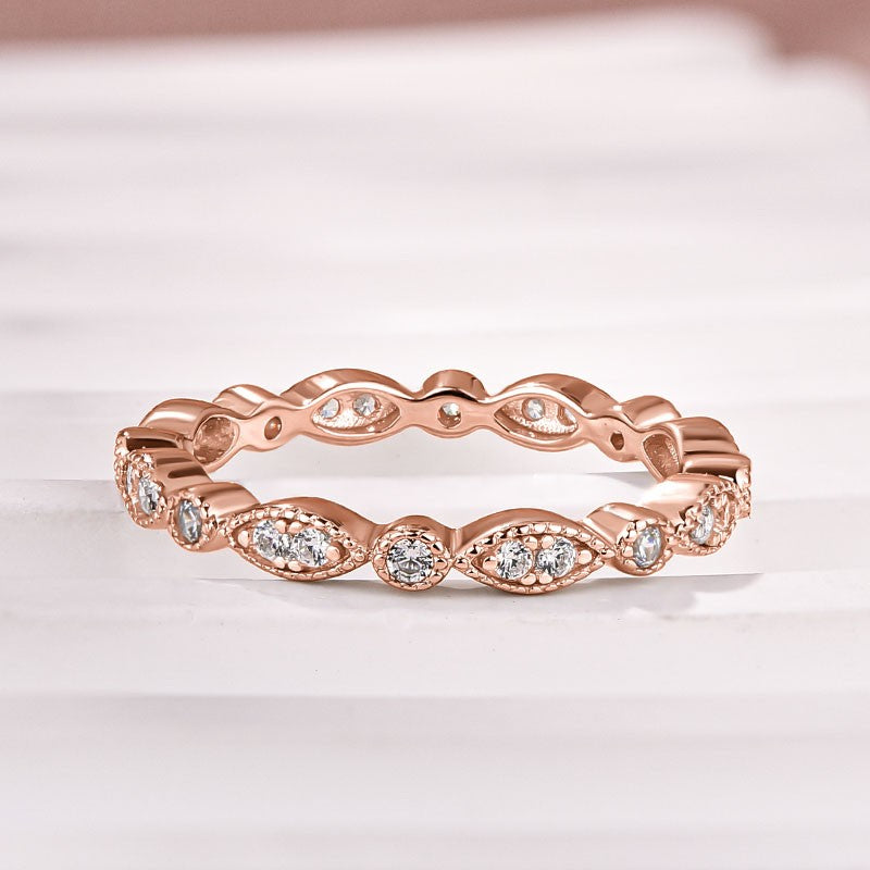 Aurevyn Moissanite 0.3Ct Rose Gold Pavé Eternity Wedding Ring