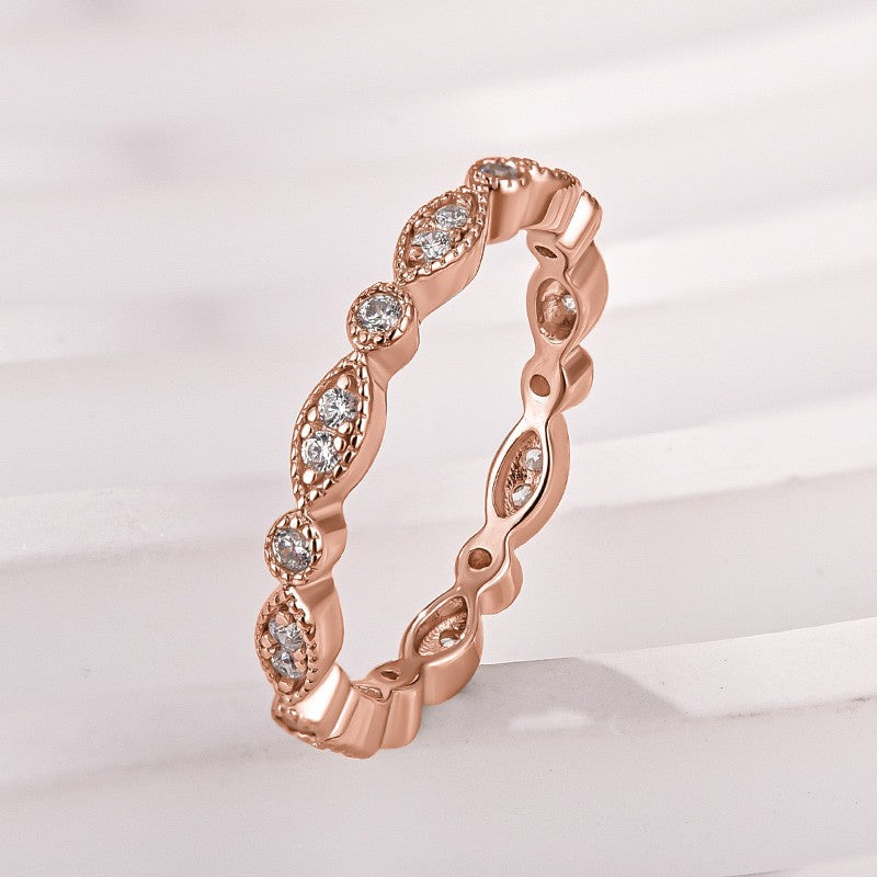 Aurevyn Moissanite 0.3Ct Rose Gold Pavé Eternity Wedding Ring