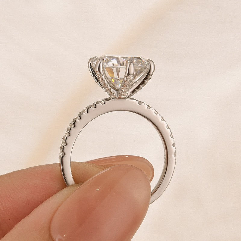 Aurevyn Moissanite 4.0 Ct Round Cut 6 Prong White Gold Promise Ring For Women