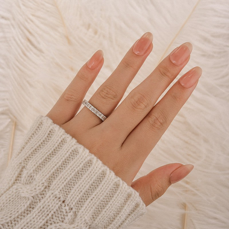 Aurevyn Moissanite 2.5 Ct Emerald Cut Eternity White Gold Wedding Band
