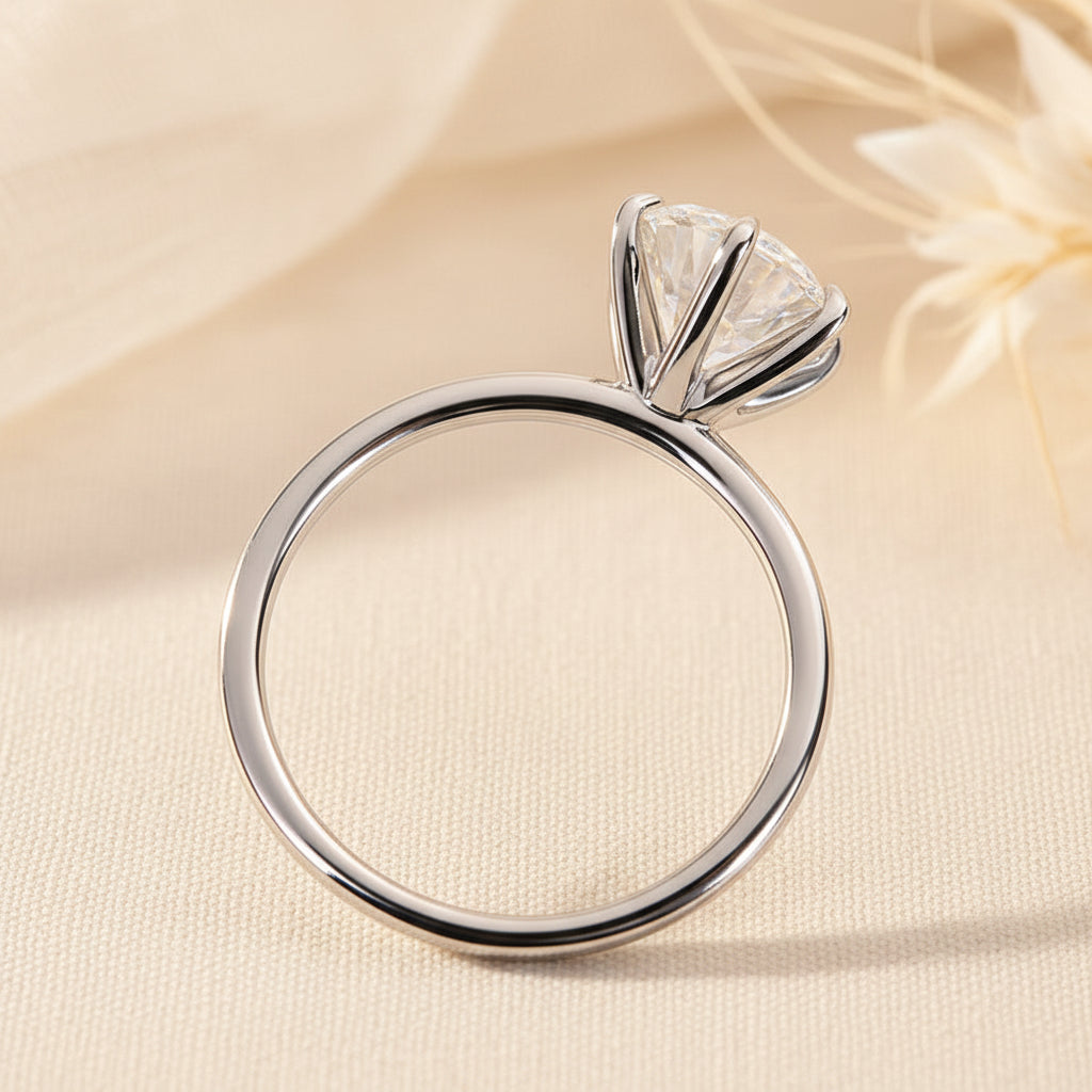 Aurevyn 2.0 Ct ~ 4.0 Ct Round Cut 6 Prong Engagement Ring For Women