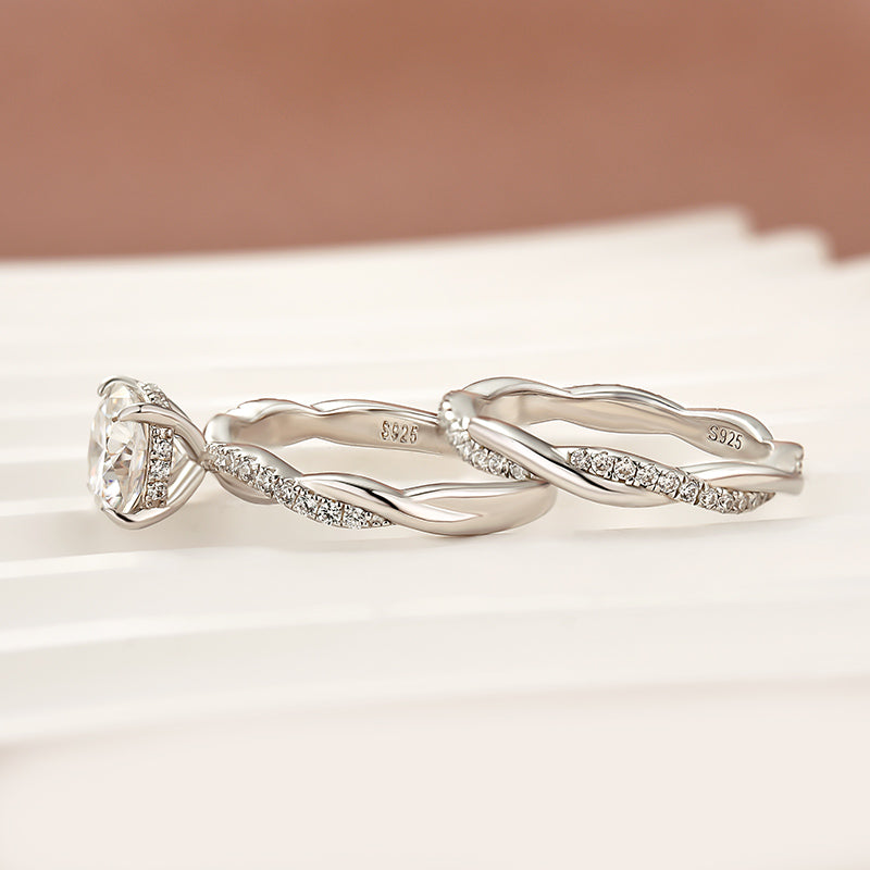 Aurevyn Moissanite 2.0Ct Cushion Cut Twist Wedding Ring Travel Ring In Sterling Silver