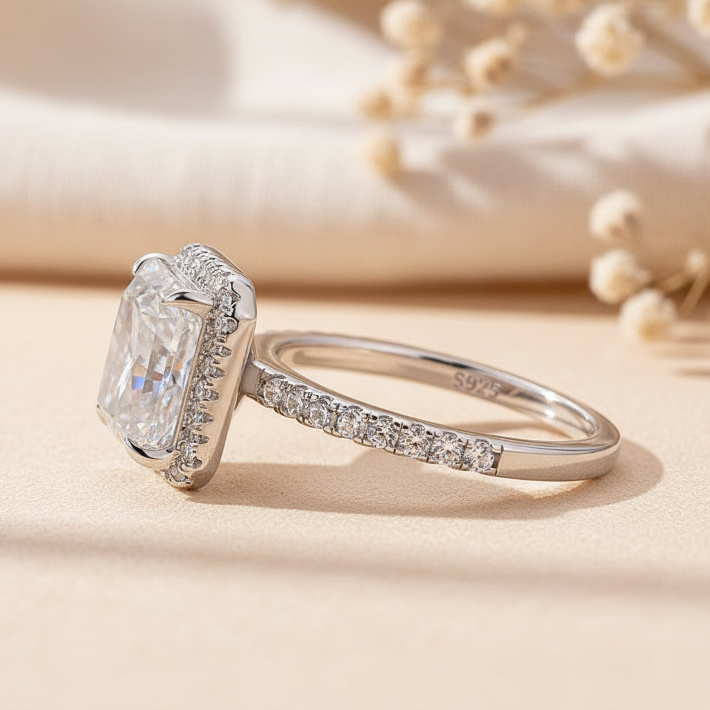 Aurevyn 3.0 Ct Halo Radiant Cut White Gold Engagement Ring