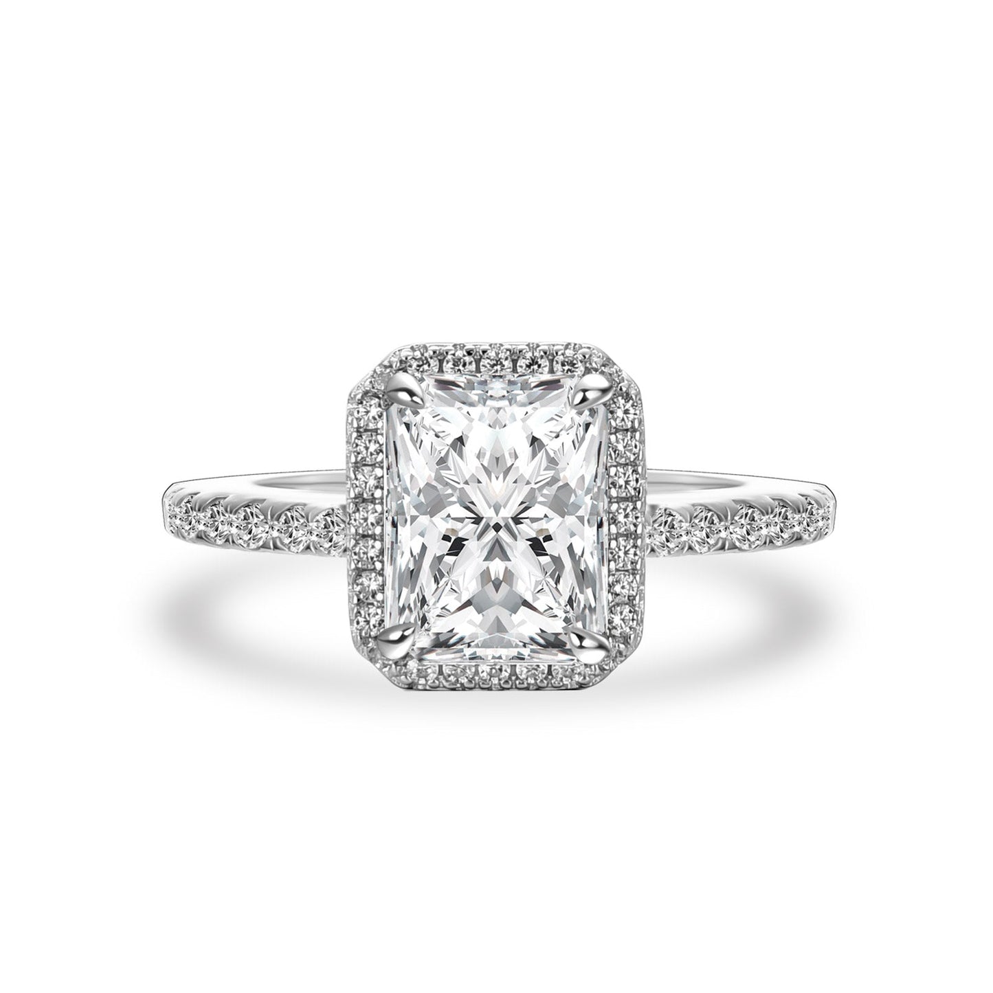 Aurevyn 3.0 Ct Halo Radiant Cut White Gold Engagement Ring